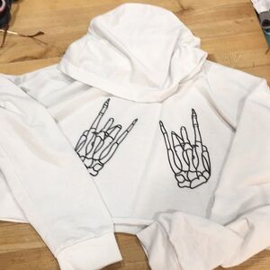 Rock Pn Skeleton Hand cropped hoodie